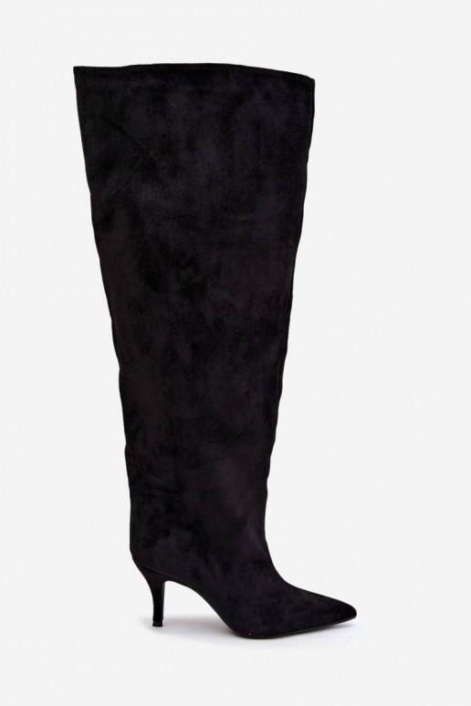 Botas altas para mujer slip-on con tacones finos en color negro Corly