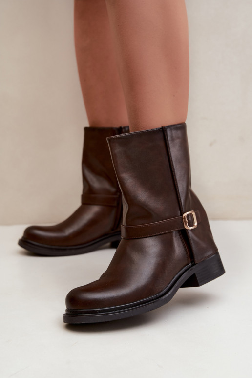 Botines aislados para mujer con hebillas en color chocolate Corley