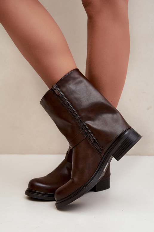 Botines aislados para mujer con hebillas en color chocolate Corley