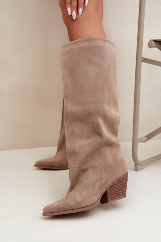 Botas altas color caqui de slip-on con tacones y punta afilada Blenia