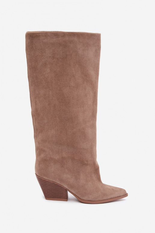 Botas altas color caqui de slip-on con tacones y punta afilada Blenia
