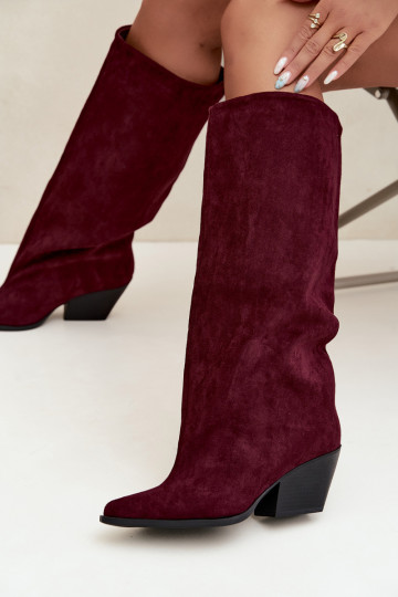 Botas altas color burdeos de slip-on con tacones y punta afilada Blenia