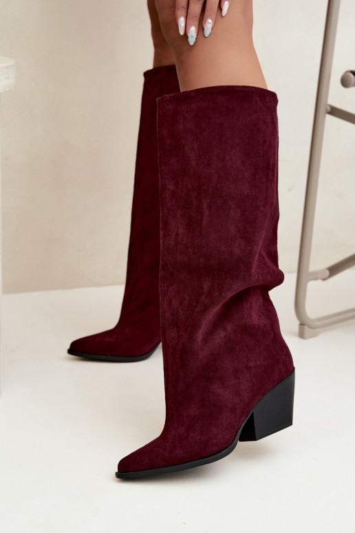Botas altas color burdeos de slip-on con tacones y punta afilada Blenia