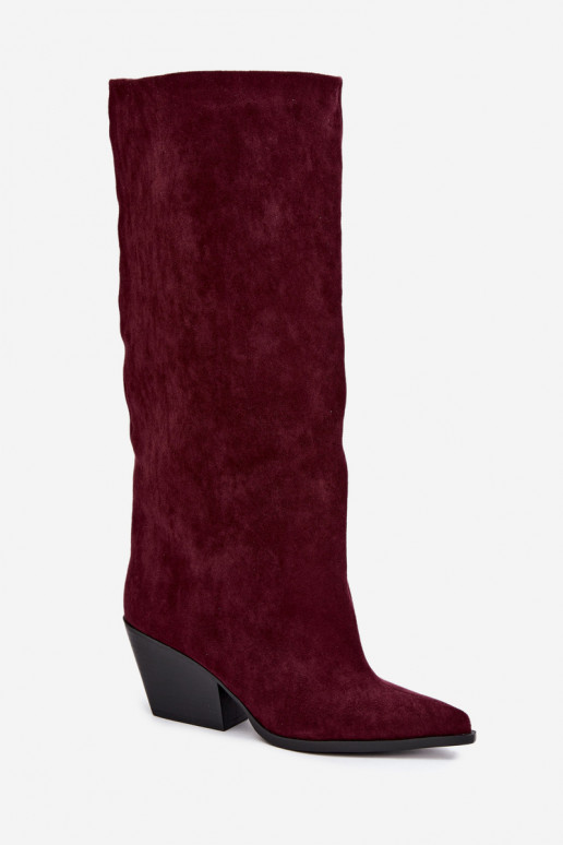 Botas altas color burdeos de slip-on con tacones y punta afilada Blenia