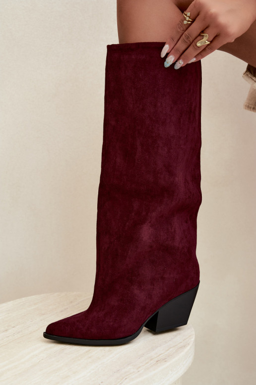 Botas altas color burdeos de slip-on con tacones y punta afilada Blenia