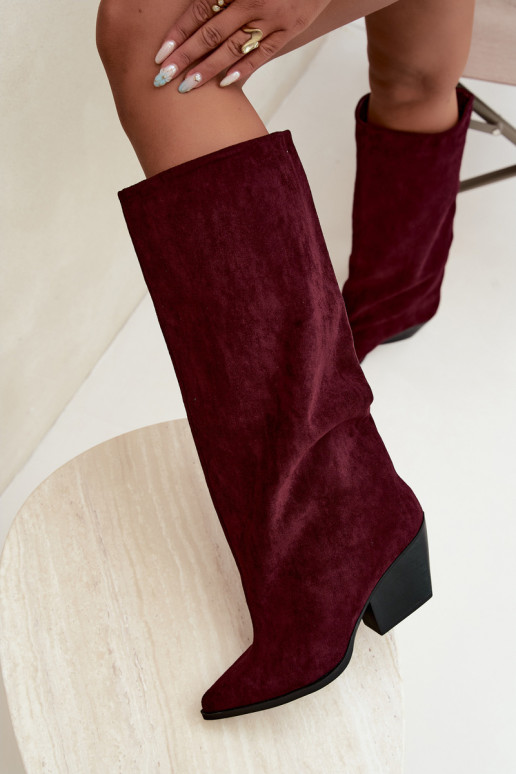 Botas altas color burdeos de slip-on con tacones y punta afilada Blenia