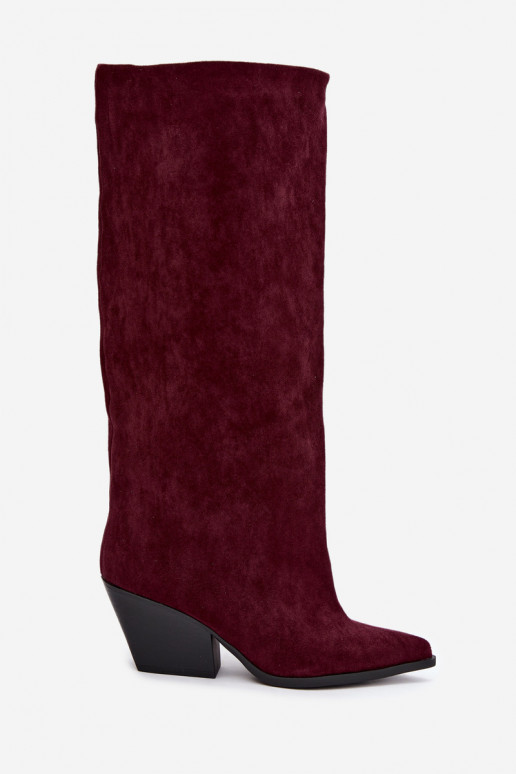 Botas altas color burdeos de slip-on con tacones y punta afilada Blenia