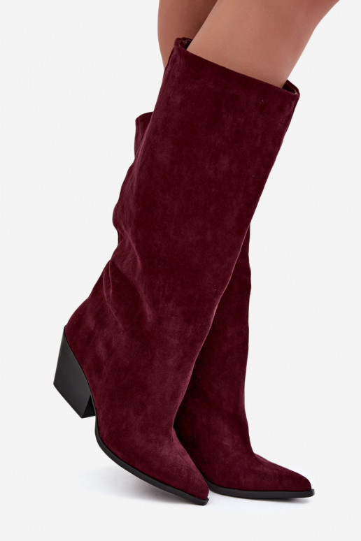 Botas altas color burdeos de slip-on con tacones y punta afilada Blenia