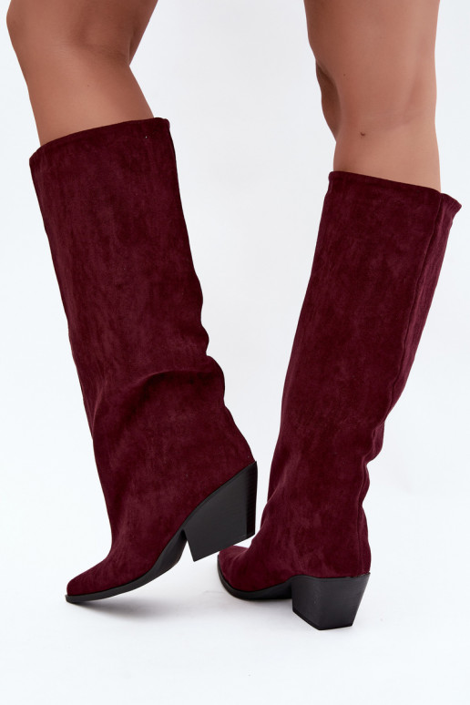Botas altas color burdeos de slip-on con tacones y punta afilada Blenia