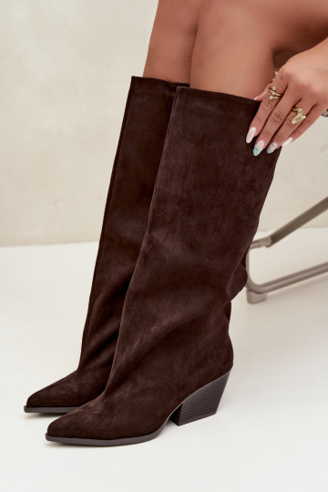 Botas altas color chocolate de slip-on con tacones y punta afilada Blenia 2