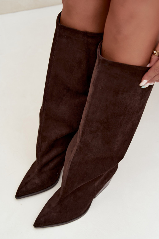 Botas altas color chocolate de slip-on con tacones y punta afilada Blenia