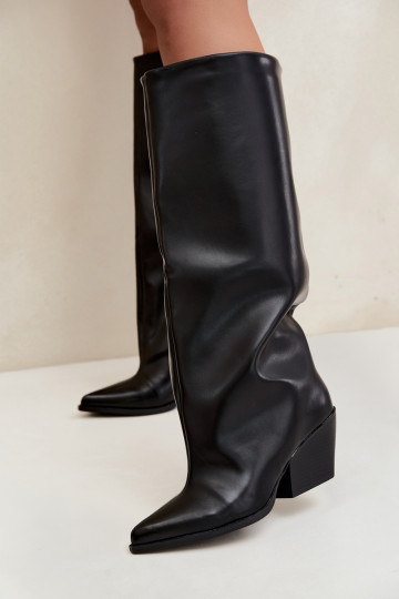 Botas altas negras de slip-on con tacones y punta afilada de cuero sintético Blenia 2