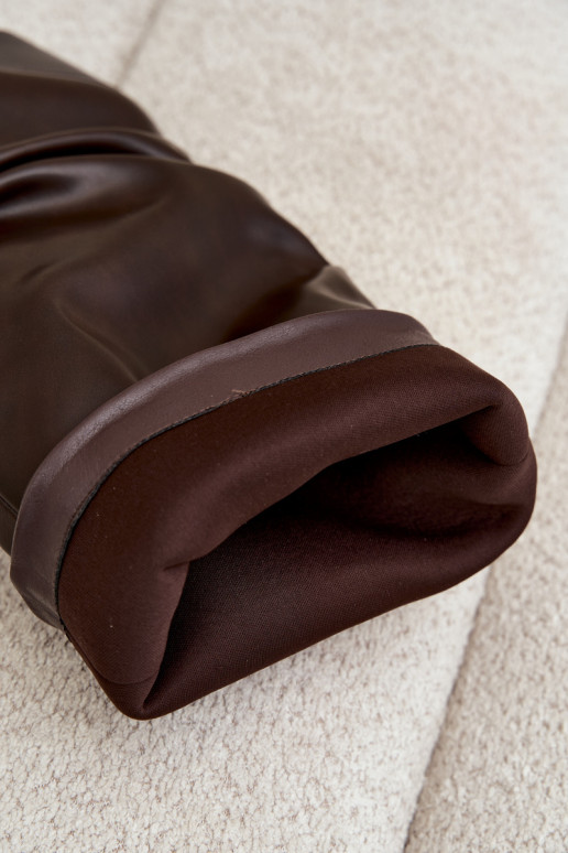 Botas altas color chocolate de slip-on con tacones y punta afilada de cuero sintético Blenia