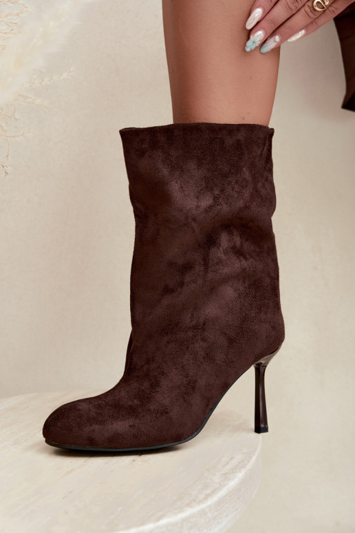 Botines color chocolate con tacones delgados Slouchy Penrose