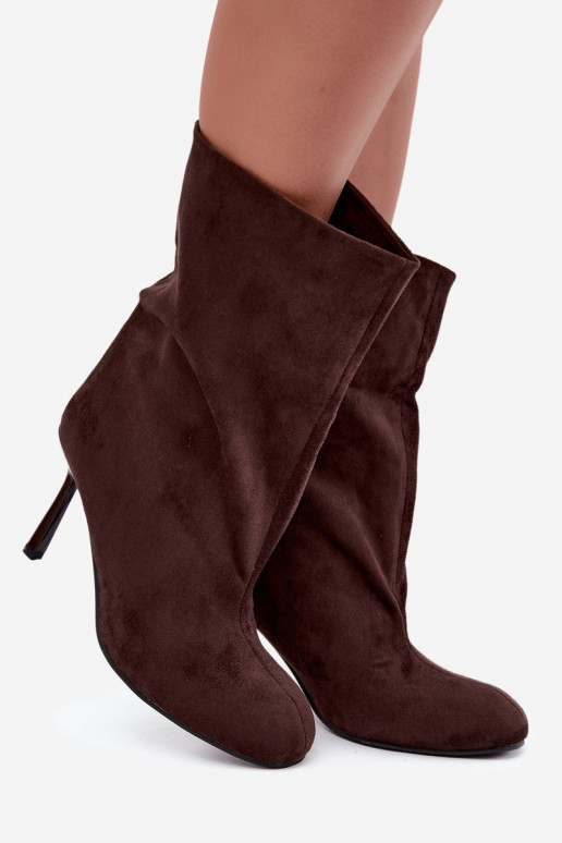 Botines color chocolate con tacones delgados Slouchy Penrose