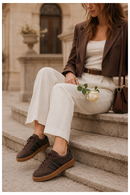Zapatillas de mujer en ante sintético color chocolate Bellmont