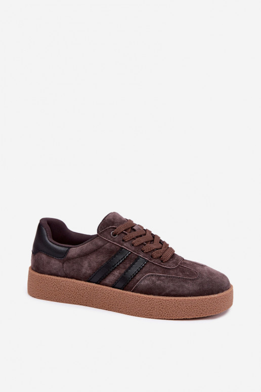 Zapatillas de mujer en ante sintético color chocolate Bellmont