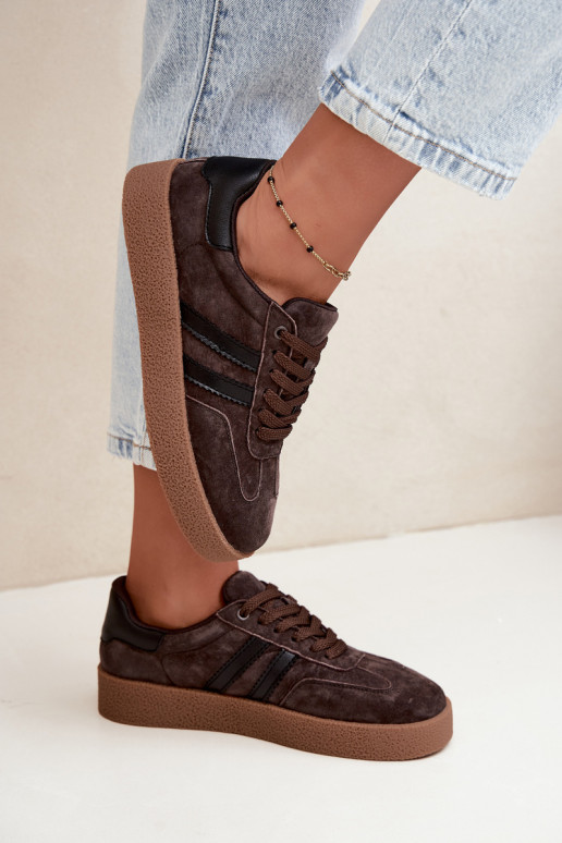 Zapatillas de mujer en ante sintético color chocolate Bellmont
