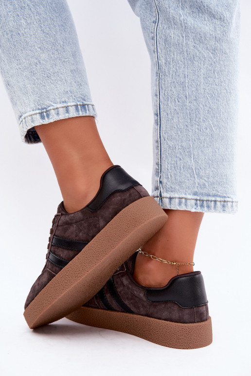 Zapatillas de mujer en ante sintético color chocolate Bellmont