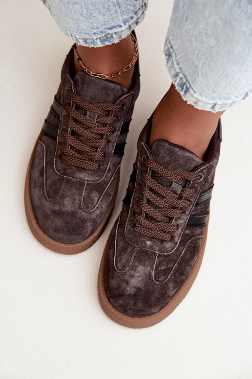 Zapatillas de mujer en ante sintético color chocolate Bellmont