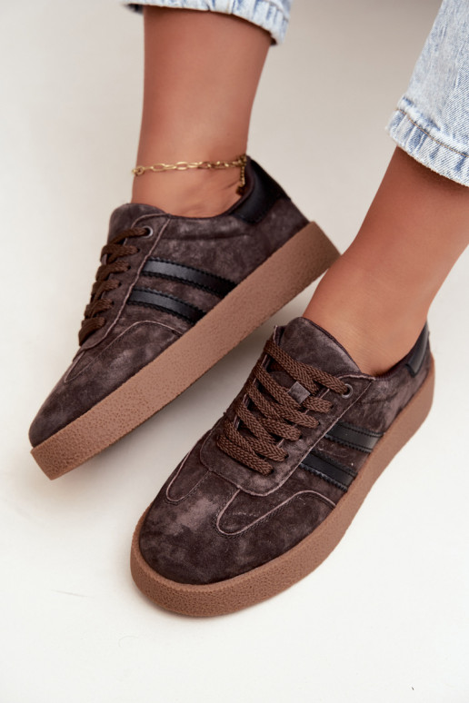 Zapatillas de mujer en ante sintético color chocolate Bellmont