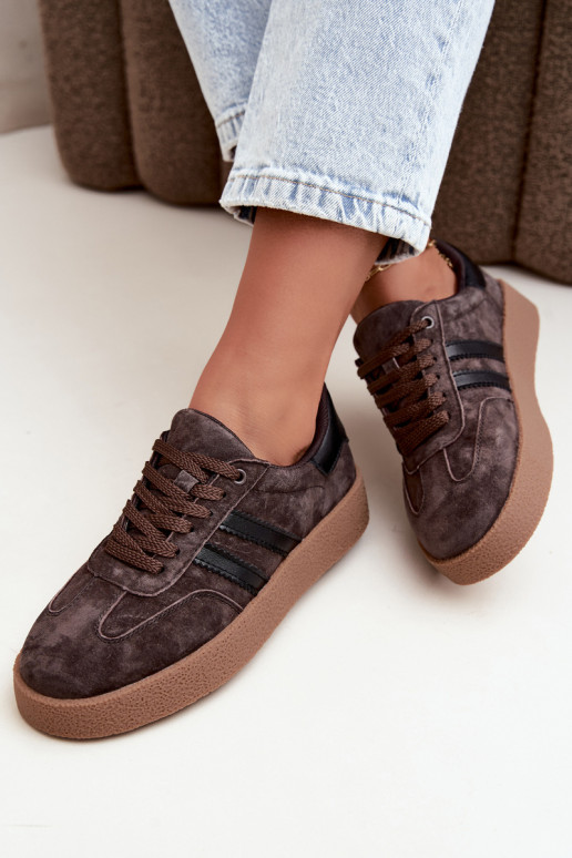 Zapatillas de mujer en ante sintético color chocolate Bellmont