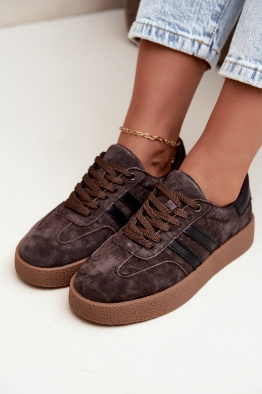 Zapatillas de mujer en ante sintético color chocolate Bellmont