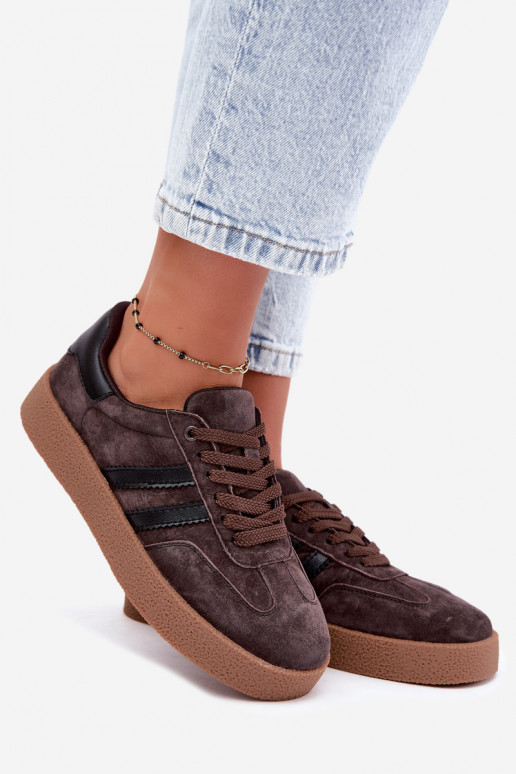Zapatillas de mujer en ante sintético color chocolate Bellmont