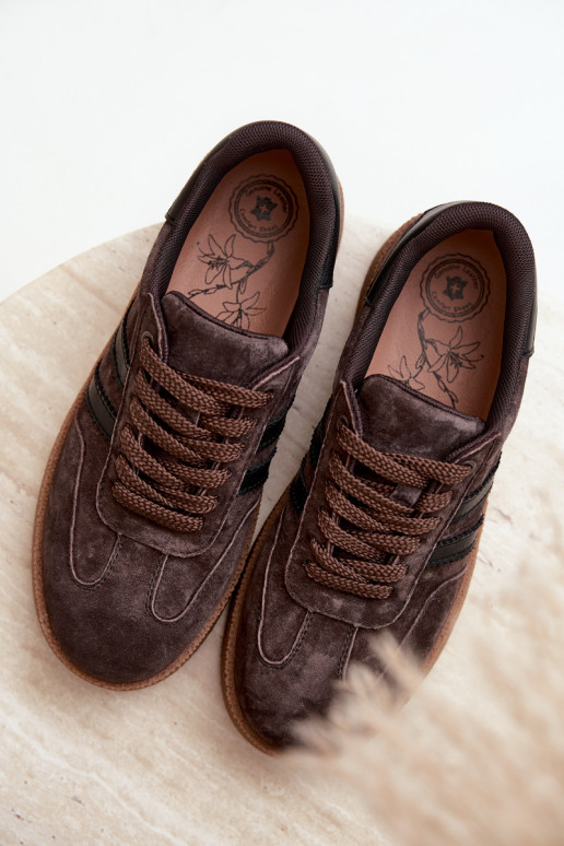 Zapatillas de mujer en ante sintético color chocolate Bellmont