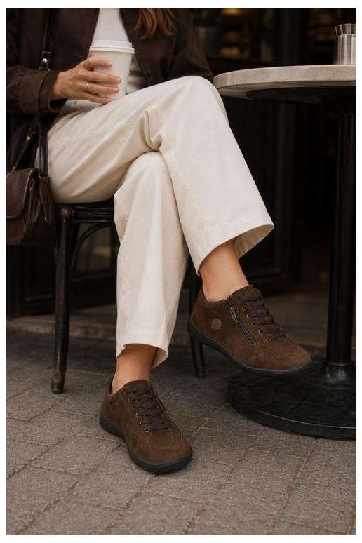 Zapatos de mujer en ante sintético color chocolate Brindle