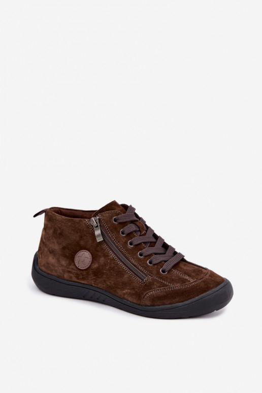 Zapatos de mujer en ante sintético color chocolate Brindle