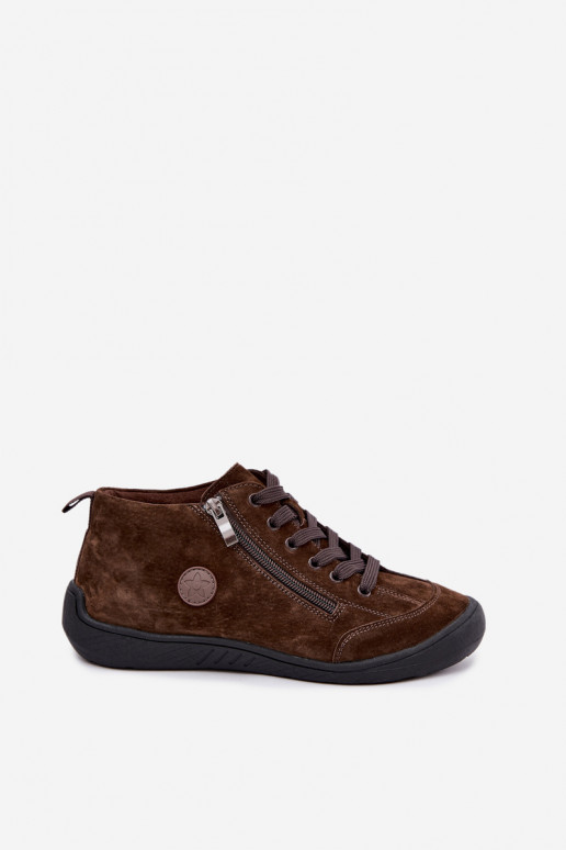 Zapatos de mujer en ante sintético color chocolate Brindle
