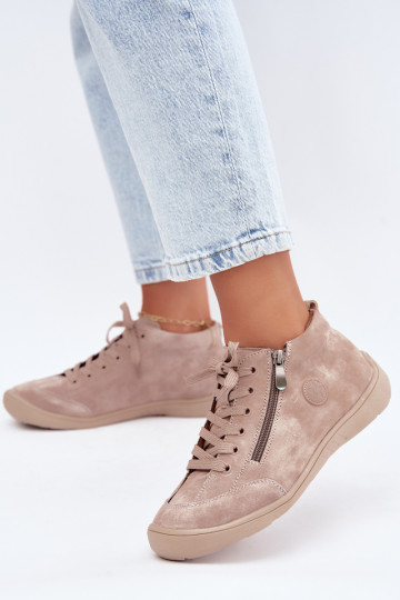 Zapatos de mujer en ante sintético color arena Brindle 2