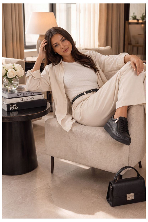 Zapatillas de mujer con plataforma en cuero sintético negro Corisa