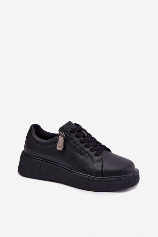 Zapatillas de mujer con plataforma en cuero sintético negro Corisa