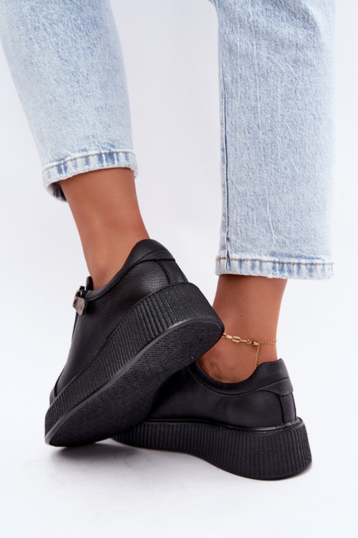 Zapatillas de mujer con plataforma en cuero sintético negro Corisa