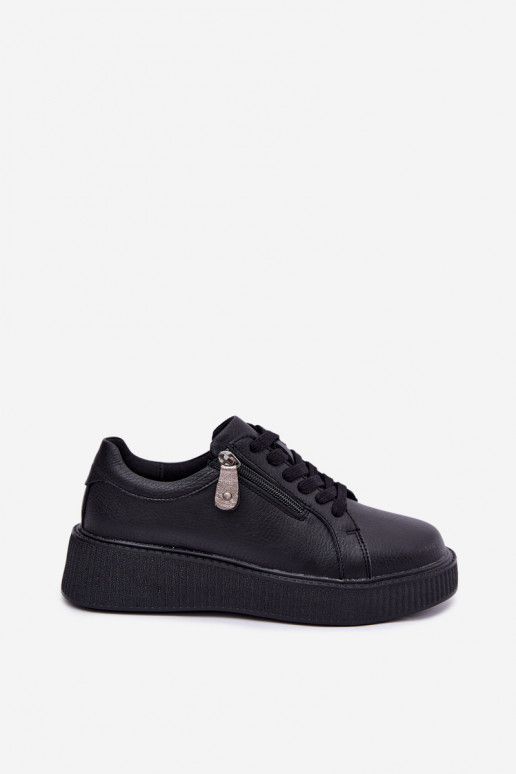 Zapatillas de mujer con plataforma en cuero sintético negro Corisa