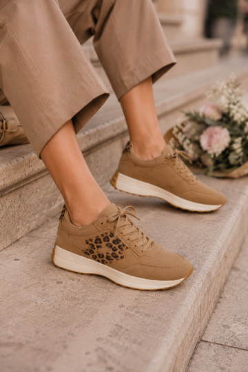 Zapatillas de mujer LOTTO 2401931U CALENTO en marrón con estampado de leopardo 2