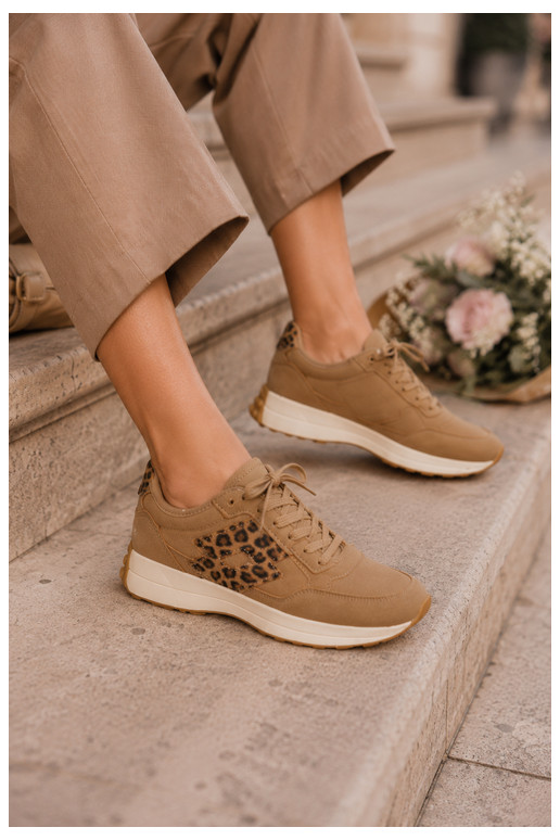 Zapatillas de mujer LOTTO 2401931U CALENTO en marrón con estampado de leopardo
