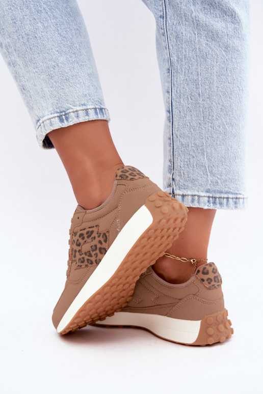 Zapatillas de mujer LOTTO 2401931U CALENTO en marrón con estampado de leopardo