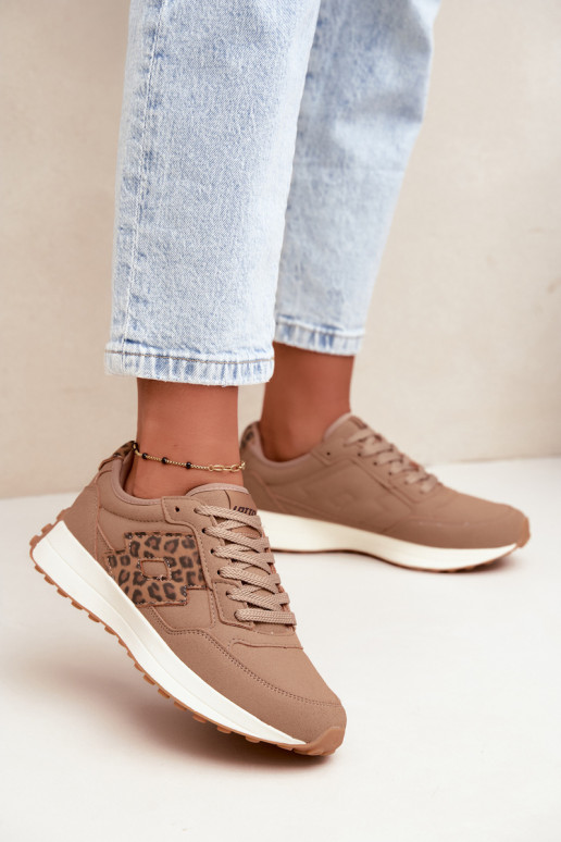 Zapatillas de mujer LOTTO 2401931U CALENTO en marrón con estampado de leopardo