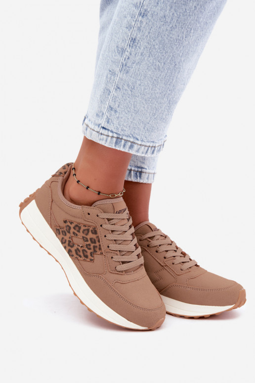 Zapatillas de mujer LOTTO 2401931U CALENTO en marrón con estampado de leopardo