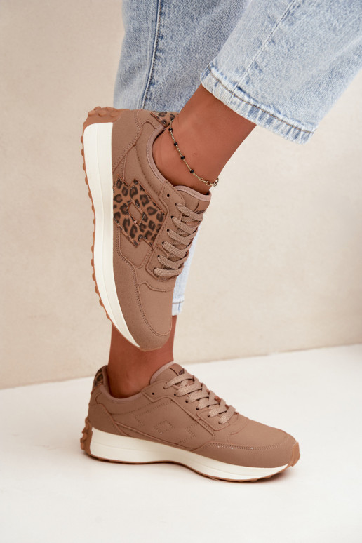 Zapatillas de mujer LOTTO 2401931U CALENTO en marrón con estampado de leopardo