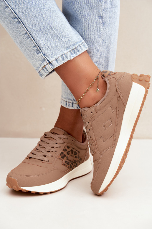 Zapatillas de mujer LOTTO 2401931U CALENTO en marrón con estampado de leopardo
