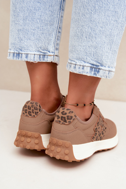 Zapatillas de mujer LOTTO 2401931U CALENTO en marrón con estampado de leopardo