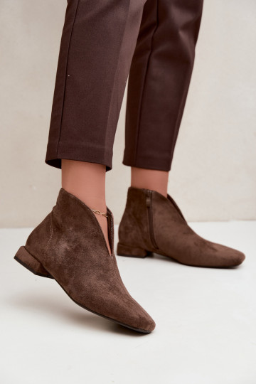 Botines bajos caqui Cut Out con tacones anchos Canella 2