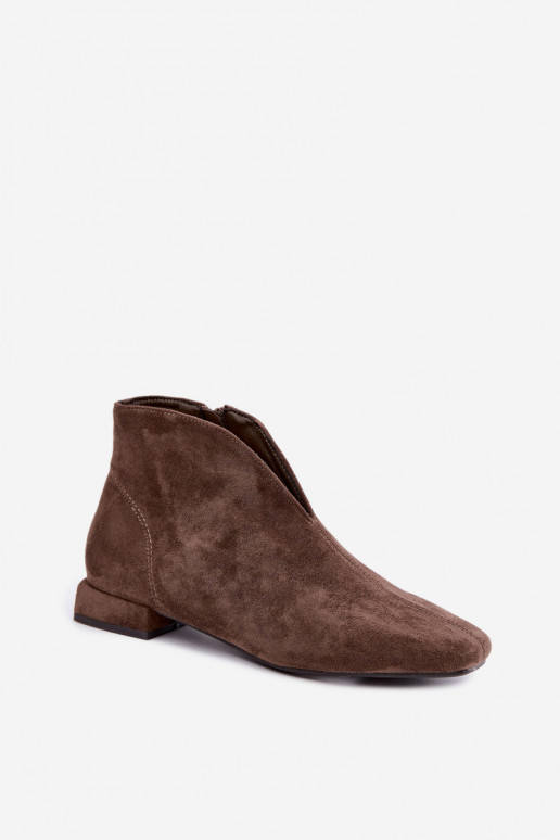 Botines bajos caqui Cut Out con tacones anchos Canella