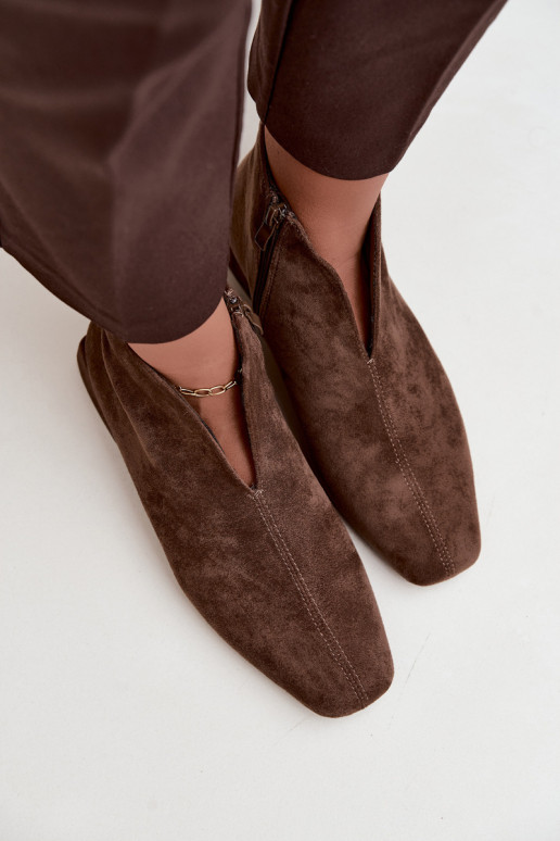 Botines bajos caqui Cut Out con tacones anchos Canella