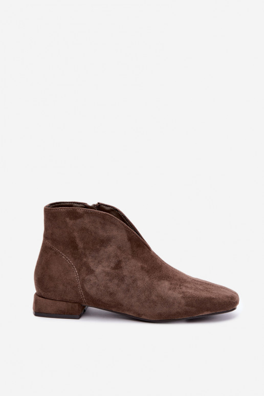 Botines bajos caqui Cut Out con tacones anchos Canella