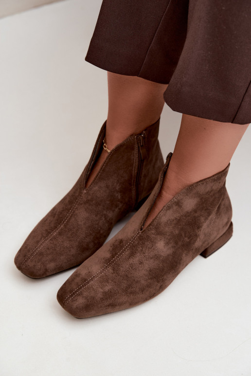 Botines bajos caqui Cut Out con tacones anchos Canella